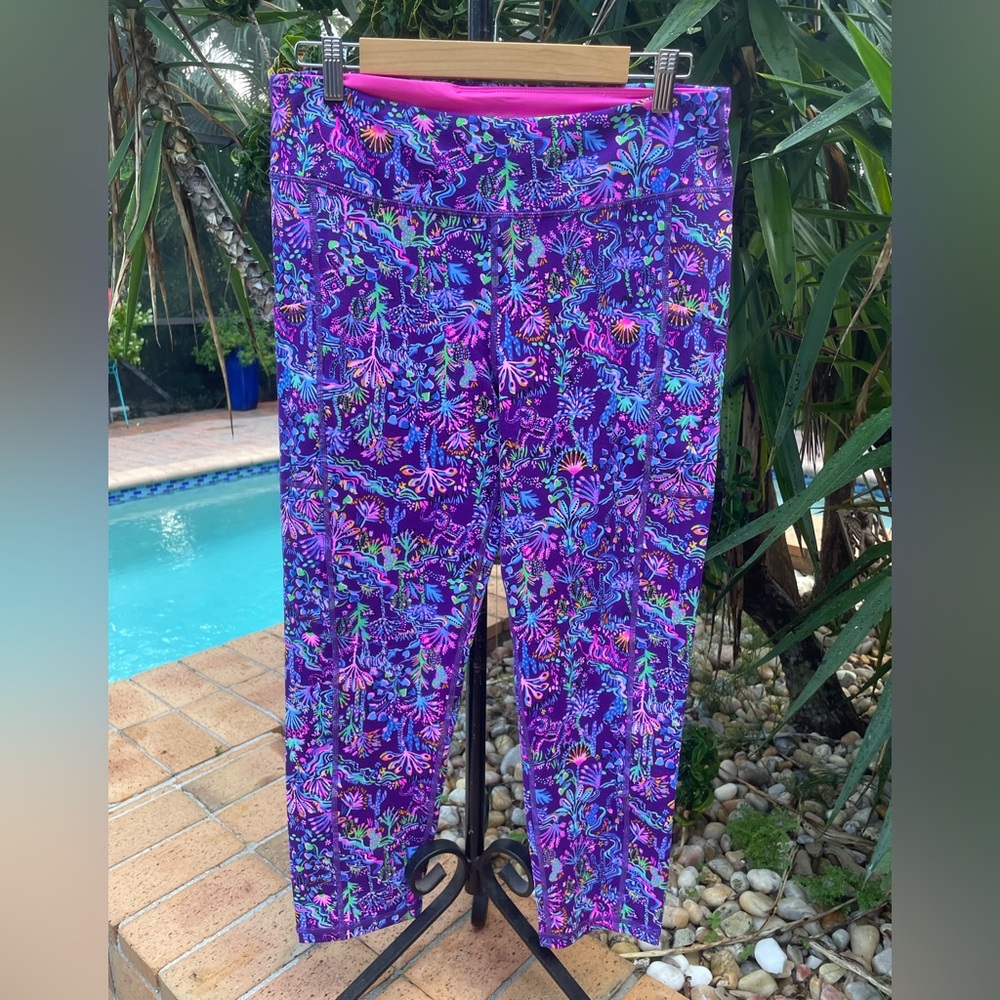 NWT Lilly Pulitzer Luxletic Weekender Legging Purple Berry Colony Conga XL